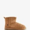 Tan Brown Faux Fur Suede Slipper Boots -UK Clothing Sales 2024 102378s