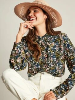 Joules Blue Kalina Concealed Placket Shirt -UK Clothing Sales 2024 121742s4