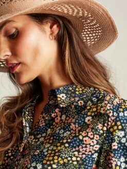 Joules Blue Kalina Concealed Placket Shirt -UK Clothing Sales 2024 121742s5