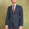 Navy/Rust Wool Slim Fit Suit: Jacket -UK Clothing Sales 2024 132 701s
