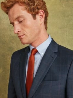 Navy/Rust Wool Slim Fit Suit: Jacket -UK Clothing Sales 2024 132 701s4