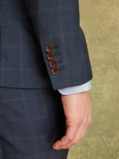 Navy/Rust Wool Slim Fit Suit: Jacket -UK Clothing Sales 2024 132 701s5