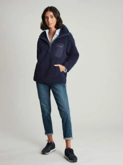 Navy Blue Zip Front Fleece With Hem Detail -UK Clothing Sales 2024 165290s3