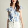 Blue Pop Over Frill Blouse -UK Clothing Sales 2024 223497s
