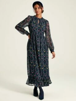 Navy Floral Georgette Dress 12 Navy Floral Georgette Dress -UK Clothing Sales 2024 232512s3