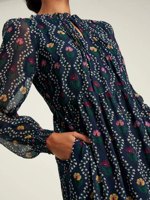 Navy Floral Georgette Dress 8 Navy Floral Georgette Dress - Image 6