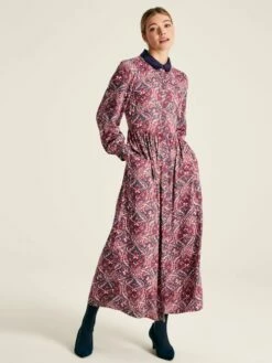 Navy Blue Printed Shirt Dress