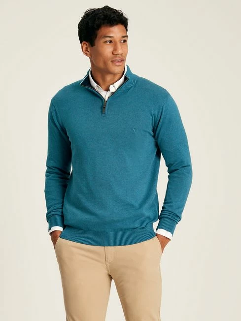 Blue Quarter Zip Knitted Jumper 3 Blue Quarter Zip Knitted Jumper