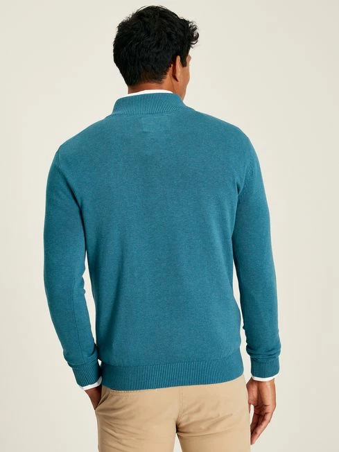 Blue Quarter Zip Knitted Jumper 4 Blue Quarter Zip Knitted Jumper - Image 2