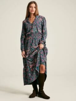 Blue Frill Neck Dress -UK Clothing Sales 2024 350585s6