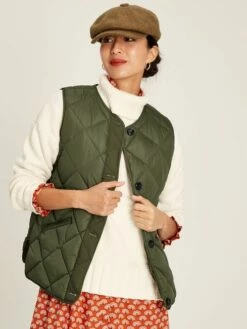 Radley Green Showerproof Diamond Quilted Gilet With Buttons