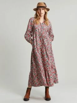 Joules White Melody Tiered Scallop Frill Neck Dress