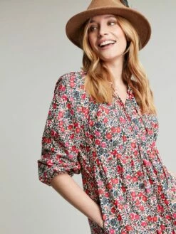 Joules White Melody Tiered Scallop Frill Neck Dress -UK Clothing Sales 2024 385330s5