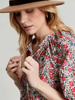 Joules White Melody Tiered Scallop Frill Neck Dress -UK Clothing Sales 2024 385330s6