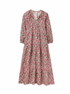 Joules White Melody Tiered Scallop Frill Neck Dress -UK Clothing Sales 2024 385330s7