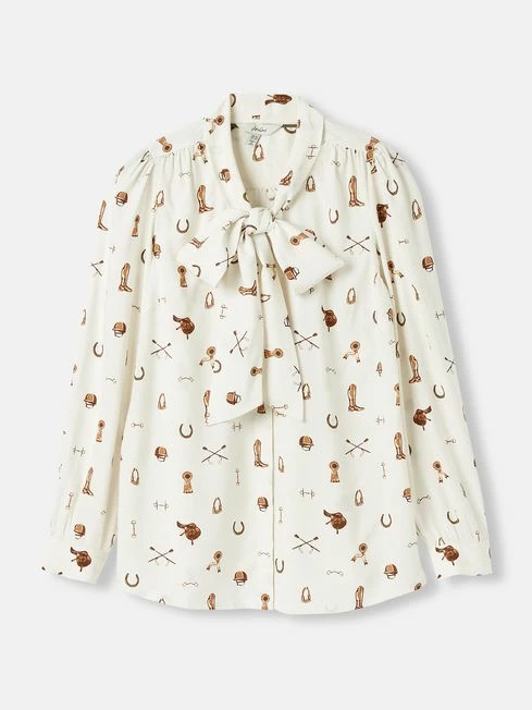 Equestrian White Tie Neck Blouse 8 Equestrian White Tie Neck Blouse - Image 6
