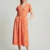 Joules Orange Vivian Midi Jersey Wrap Dress -UK Clothing Sales 2024 432549s
