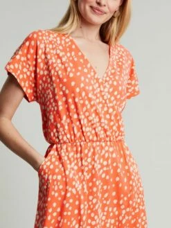 Joules Orange Vivian Midi Jersey Wrap Dress -UK Clothing Sales 2024 432549s4