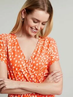 Joules Orange Vivian Midi Jersey Wrap Dress -UK Clothing Sales 2024 432549s5