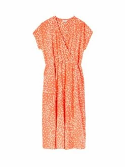 Joules Orange Vivian Midi Jersey Wrap Dress -UK Clothing Sales 2024 432549s6