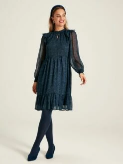 Navy Lumi Balloon Sleeve Dress -UK Clothing Sales 2024 490120s4