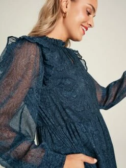 Navy Lumi Balloon Sleeve Dress -UK Clothing Sales 2024 490120s5