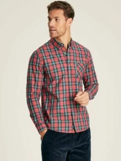 Red Long Sleeve Classic Fit Poplin Shirt