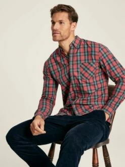 Red Long Sleeve Classic Fit Poplin Shirt -UK Clothing Sales 2024 584559s4