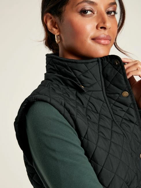 Black Showerproof Longline Diamond Quilted Gilet 7 Black Showerproof Longline Diamond Quilted Gilet - Image 5