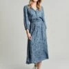 Joules Blue Josie Frill Elasticated Waist Dress -UK Clothing Sales 2024 622003s