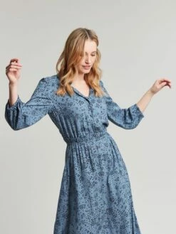 Joules Blue Josie Frill Elasticated Waist Dress -UK Clothing Sales 2024 622003s3