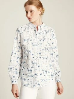 White Poplin Concealed Placket Shirt