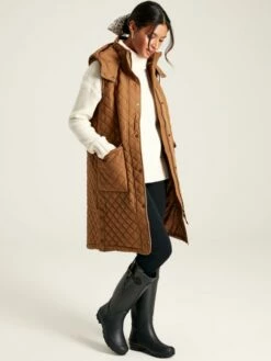 Rust Brown Showerproof Longline Diamond Quilted Gilet -UK Clothing Sales 2024 635253s3