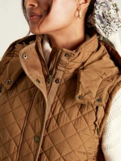 Rust Brown Showerproof Longline Diamond Quilted Gilet -UK Clothing Sales 2024 635253s4