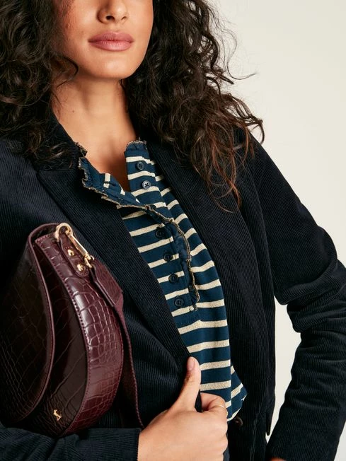 Navy Striped Top With Frilled Detailing 6 Navy Striped Top With Frilled Detailing - Image 4