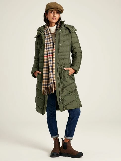 Khaki Green Showerproof Long Padded Coat 3 Khaki Green Showerproof Long Padded Coat