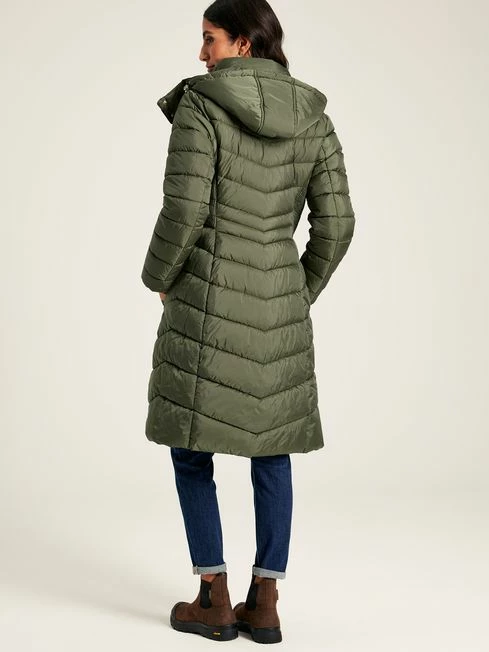 Khaki Green Showerproof Long Padded Coat 4 Khaki Green Showerproof Long Padded Coat - Image 2