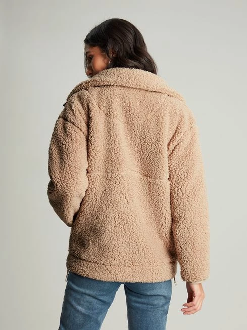 Tan Brown Zip Front Fleece With Hem Detail 4 Tan Brown Zip Front Fleece With Hem Detail - Image 2