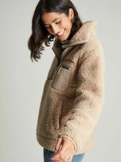 Tan Brown Zip Front Fleece With Hem Detail 11 Tan Brown Zip Front Fleece With Hem Detail -UK Clothing Sales 2024 862446s3