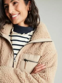 Tan Brown Zip Front Fleece With Hem Detail 13 Tan Brown Zip Front Fleece With Hem Detail -UK Clothing Sales 2024 862446s5