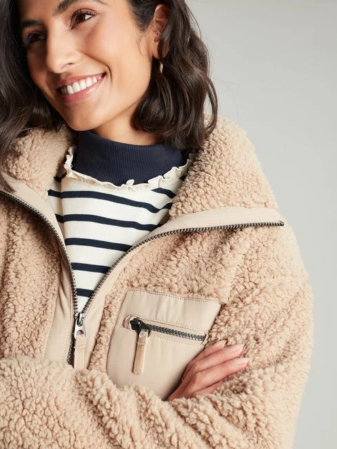 Tan Brown Zip Front Fleece With Hem Detail 7 Tan Brown Zip Front Fleece With Hem Detail - Image 5