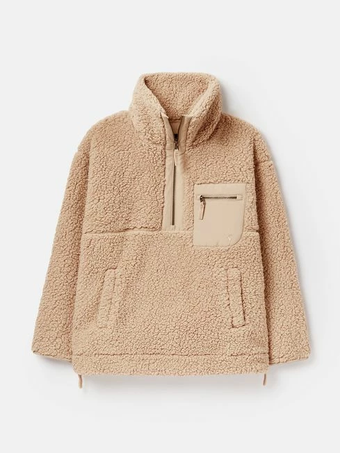 Tan Brown Zip Front Fleece With Hem Detail 9 Tan Brown Zip Front Fleece With Hem Detail - Image 7