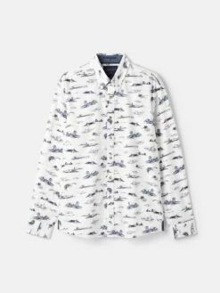 White Print Classic Fit Printed Shirt -UK Clothing Sales 2024 887661s7