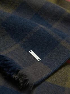 Navy Blue Checked Brushed Scarf 10 Navy Blue Checked Brushed Scarf -UK Clothing Sales 2024 950402s4