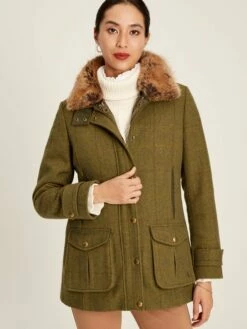 Green Tweed Jacket With Removable Gilet