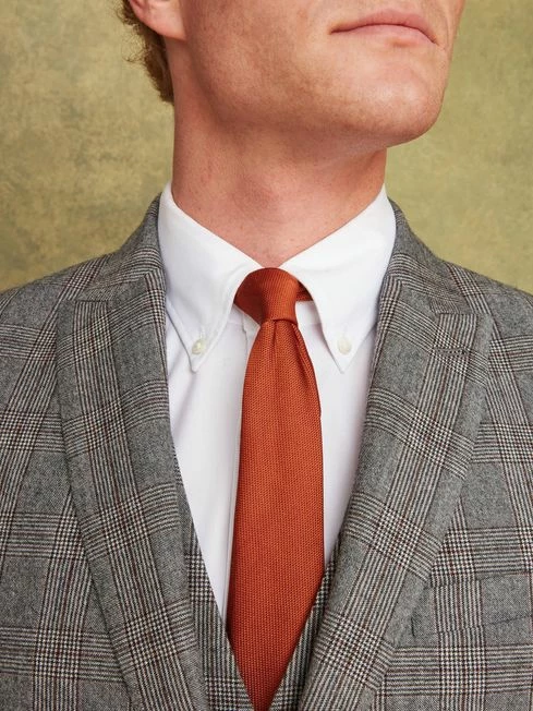 Grey/Rust Check Wool Slim Fit Suit: Jacket 6 Grey/Rust Check Wool Slim Fit Suit: Jacket - Image 4