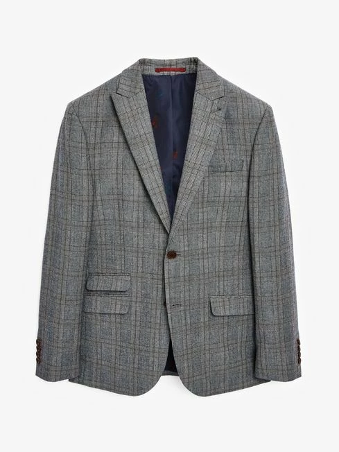 Grey/Rust Check Wool Slim Fit Suit: Jacket 10 Grey/Rust Check Wool Slim Fit Suit: Jacket - Image 8