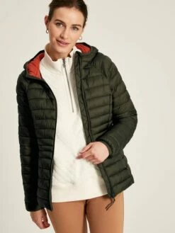Green Showerproof Packable Padded Jacket