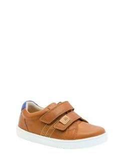 Start-Rite Explore Tan Brown Leather Comfy Rip-Tape Trainers F Fit -UK Clothing Sales 2024 A36 327s3