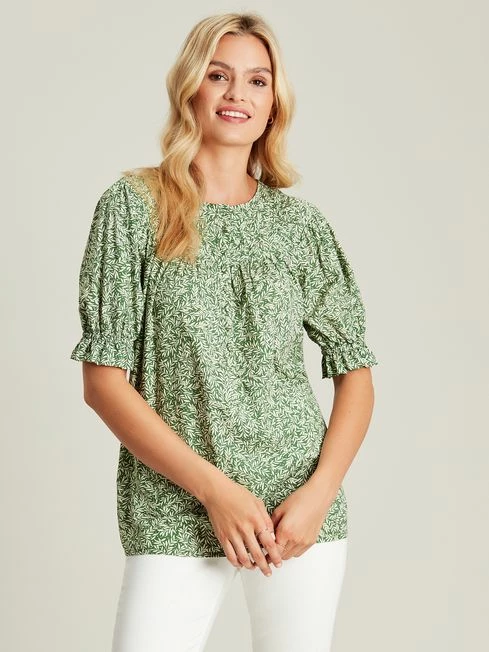 Green Curved Yoke Blouse 3 Green Curved Yoke Blouse
